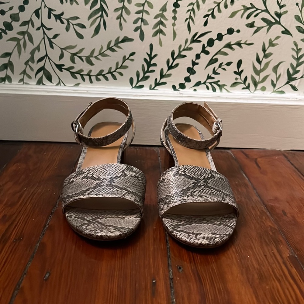 Jcrew Snakeskin Low Heeled Sandal